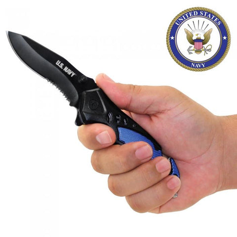 8" Spring Assisted Licensed Navy Knife